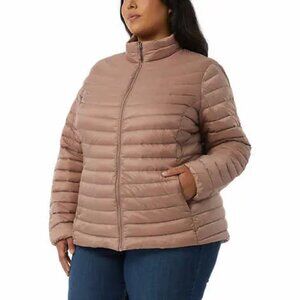 32 Degrees Womens Down Jacket Metallic Taupe Plus Sizes NWT